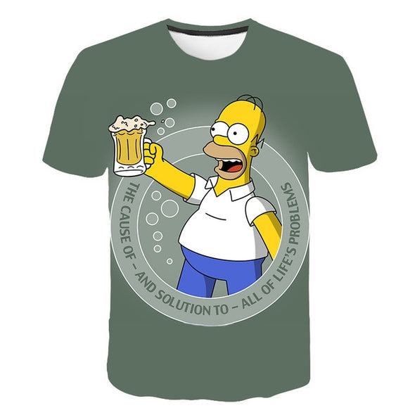 2020 Summer Men's T-shirt 3D Printed Simpson Tshirt