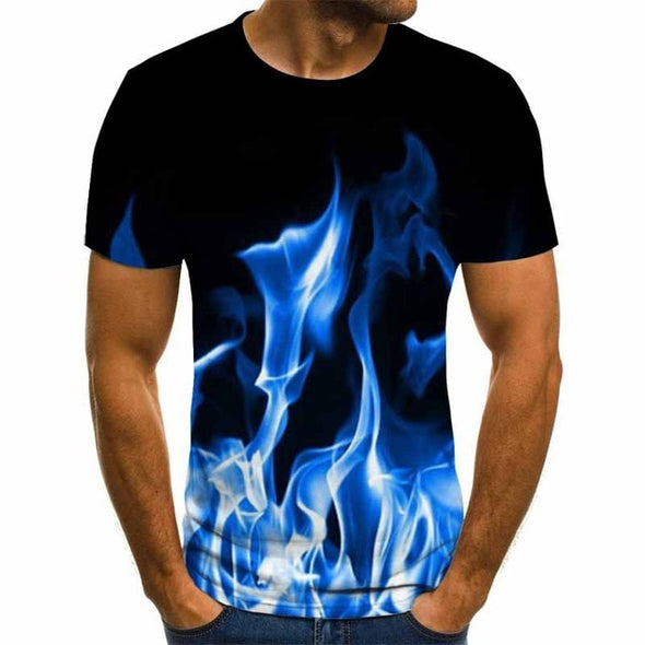 2020 new flame men's T-shirt summer fashion