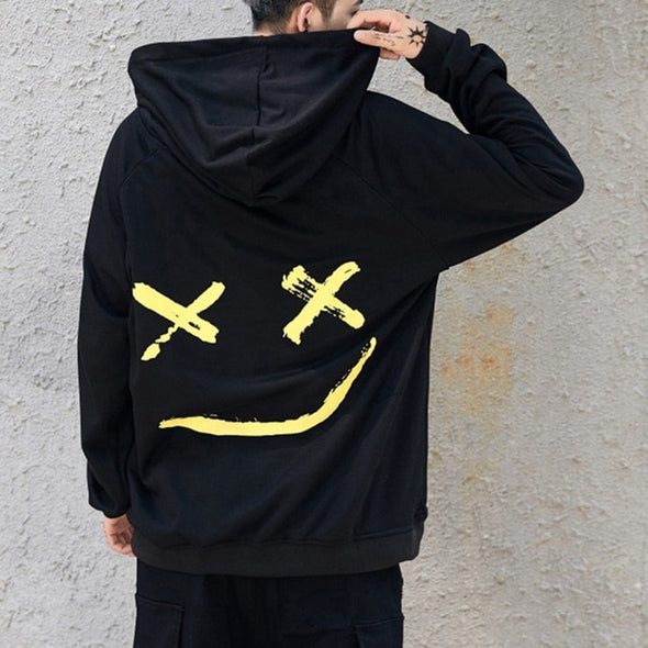 Men Hoodies Sweatshirts Happy Smiling Face Print