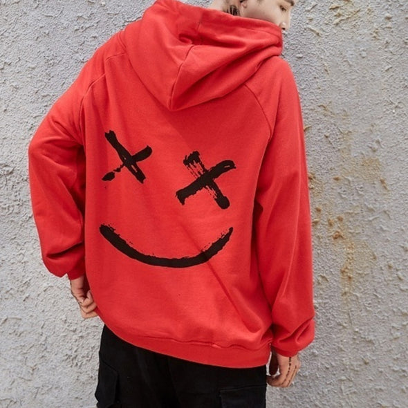 Men Hoodies Sweatshirts Happy Smiling Face Print